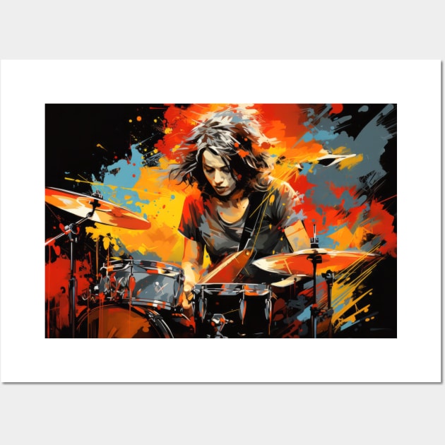 Drum Player Music Painting Abstract Art Decor Wall Art by Cubebox